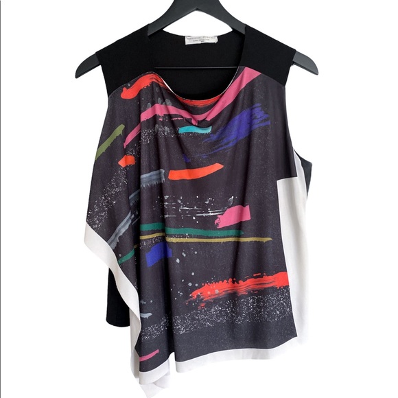 ZARA W&B Collection Black Sleeveless Asymmetrical Sleeveless Top - Picture 1 of 3